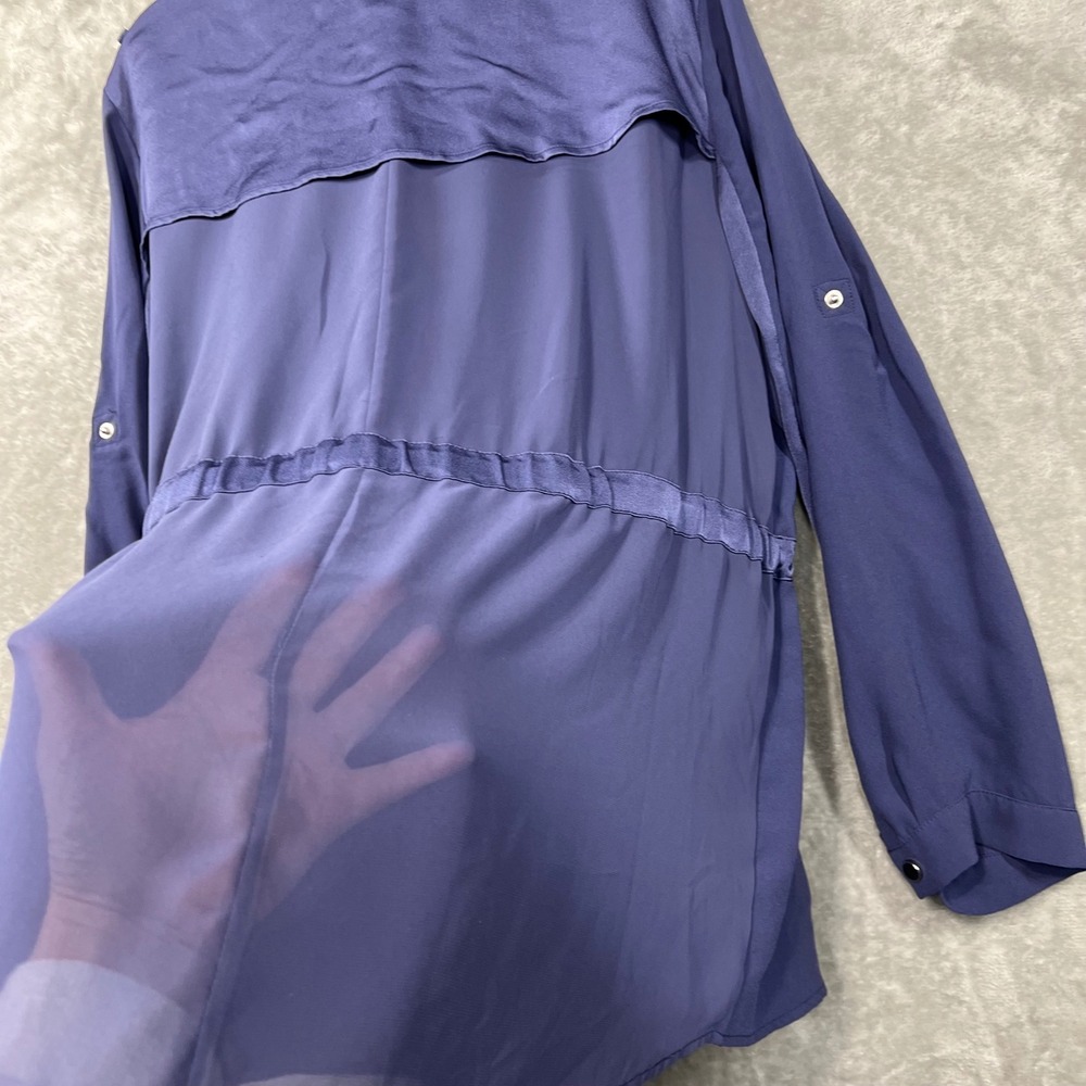 Chico's Moto Jacket Womens 3 Blue Lightweight Anorak Utility Drawstring - Picture 7 of 10